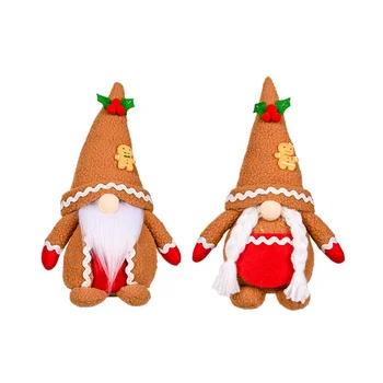 Каки Gingerbread Man Коледа плюшени плетене Faceless Gnome Santa Rudolph кукла за дома подаръци орнаменти женски - Изображение 2  