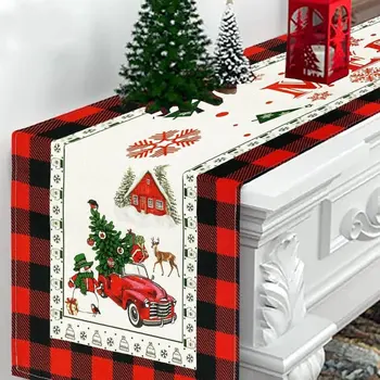 Коледна покривка Весела коледна украса за дома Коледа Таблица Флаг Cover Navidad Noel Покривка за маса Новогодишен подарък - Изображение 1  