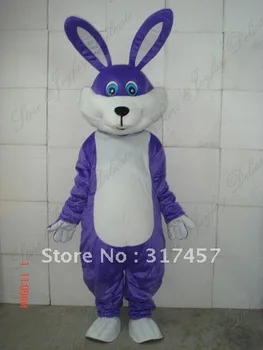 Лилаво зайче зайче заек заек възрастен размер талисман костюм безплатна доставка - Изображение 1  