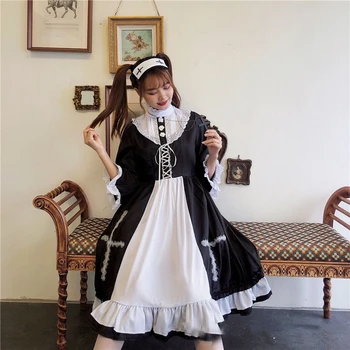 Лолита рокля прислужница униформа монахиня стил кръст елегантен японски дълъг ръкав аниме косплей костюм Хелоуин костюми жени карнавал - Изображение 2  