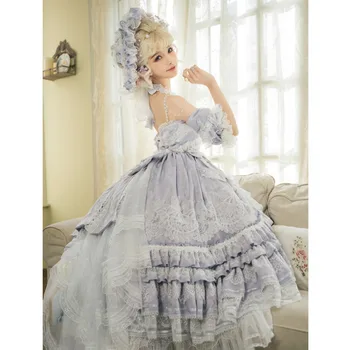 Лолита рокля реколта викторианска принцеса чаено парти елегантен три четвърти ръкави меки момичешки кукла рокли Kawaii облекло - Изображение 1  