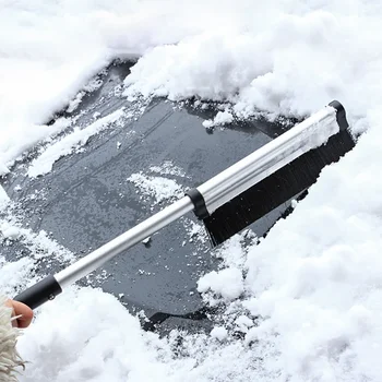 Многофункционална телескопична кола алуминиева сплав телескопична лопата за сняг зимни превозни средства за отстраняване на лед лопата за сняг - Изображение 2  