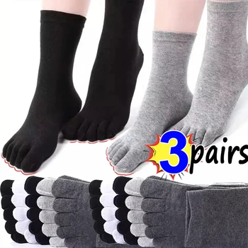 Мъжки твърди пръсти дълги чорапи случайни памучни отделни чорапи с пет пръста удобни средни тръби отглеждане спортни неплъзгащи се чорапи на екипажа - Изображение 1  