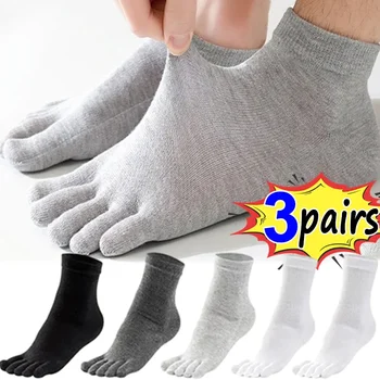 Мъжки твърди пръсти дълги чорапи случайни памучни отделни чорапи с пет пръста удобни средни тръби отглеждане спортни неплъзгащи се чорапи на екипажа - Изображение 2  