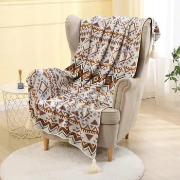 Ново одеяло плетен диван ГеометрияОдеяло спално бельо комплект за четири сезона за легла Спално бельо мек луксозен одеяло покритие - Изображение 1  