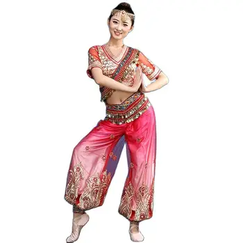 Ориенталски костюми Жени Ориенталски танцови дрехи (Top+Pant) Египетска Индия стил изпълнение износване фестивал парти костюм - Изображение 2  