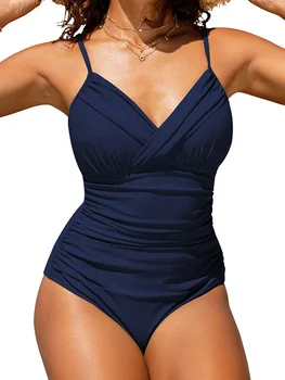 Предна кръстосана каишка 2023 Едно парче бански жени твърди бански костюми женски боди къпещи се бански бански костюм подплатени плажно облекло - Изображение 2  