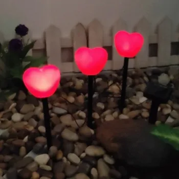  розов сърце форма слънчева захранва 38 см кол светлина LED любов сърцето атмосфера лампа IP55 водоустойчив за Свети Валентин градина вътрешен двор - Изображение 1  