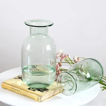 Ръчно изработена стъклена ваза за цветя вложка модерна проста неокласическа американска цветна орнаментика - Изображение 1  
