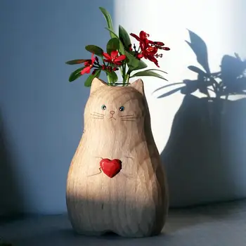 Сладък котка форма цвете ваза плантатор саксия маса декоративна ваза карикатура животински цвете подреждане ваза Nordics хол декор - Изображение 1  