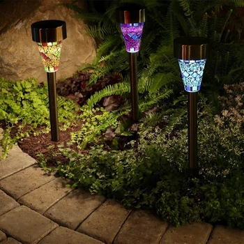 Слънчева светлина на открито LED мозайка лампа за косене на трева водоустойчив абажур модерна градина вила пътека пейзаж тревата декоративна нощна светлина - Изображение 2  