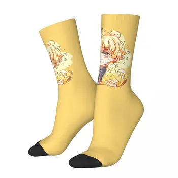 Смешни Demon Slayer Kimetsu не Yaiba Zenitsu Баскетболни чорапи Полиестер Средна тръба Чорапи за жени Мъже Нехлъзгащи - Изображение 1  