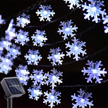 Снежинка слънчеви светлини открит водоустойчива фея светлина с 8 режима на осветление слънчева захранва Led низ лампа за дома градина декор - Изображение 1  