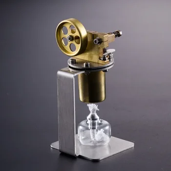 Стърлинг парна машина модел мини месинг котел алкохол лампа отопление експериментална играчка мъже подарък - Изображение 1  