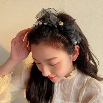 Фея лято аксесоари за коса лента за коса шапки сладък корейски стил коса обръч перла жени окото лента за глава лък лента за коса - Изображение 1  