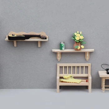 1:12 Dollhouse миниатюрни стена рафт висящи багажник съхранение рафт модел мебели декор играчка кукла къща аксесоари - Изображение 1  
