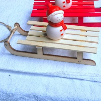 1/12 Мащабна декорация на куклена къща Зимен празник Ръчно изработена дървена шейна DIY миниатюрна къща за кукли Дървена шейна модел играчка - Изображение 2  