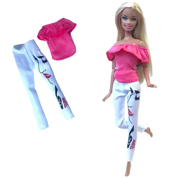 1 бр. Ръчно изработено модно облекло Розово червено Риза без презрамки Бяла рокля с панталон Ежедневно ежедневно облекло Дрехи за кукли за аксесоари за кукли - Изображение 2  
