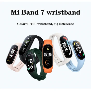 100% оригинален Xiaomi mi Band 7 маншет Smart Band каишка за китка TPU антибактериален цветен материал, щадящ кожата за mi Band 7 - Изображение 1  