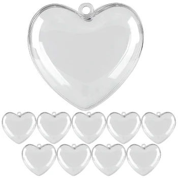 10Pcs ясно пълнене сърце топки орнаменти сватба Свети Валентин висящи декорации - Изображение 1  