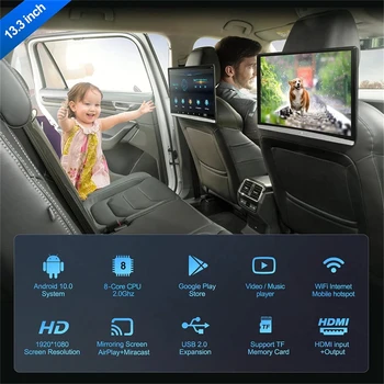 13.3 инчов 4K ъпгрейд Android 10.0 универсален многофункционален автомобил TV облегалка за глава монитор таблет 1080P слушалки WiFi Bluetooth / USB / SD / HDM - Изображение 2  