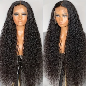 180Плътност 26inch Preplucked Glueless Soft Kinky Curly Black Lace Front Wig за африкански жени Бебешка коса топлоустойчива Daily - Изображение 1  