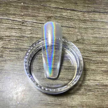 1Jar Универсален лазерен блясък на ноктите Net0.3g Бял холографски хромиран блестящ прах Цветен магически огледален лазерен прах &*& - Изображение 2  