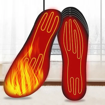 1Pair водоустойчиви USB акумулаторни отопляеми стелки размер 35-46 електрически отопляеми обувки подложка за открит ски зимни подгреватели за крака - Изображение 2  