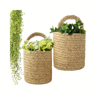 1pc Boho плаваща тъкана кошница за съхранение на цветя Трайна кошница за съхранение на цветя Организатор Вход Градина стая декор - Изображение 1  