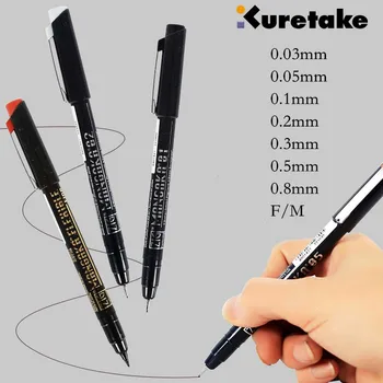 1Pc Kuretake игла писалка кука линия водоустойчив черно/кафяво/сиво скица карикатура рисунка архитектурен дизайн инсулт линия писалки - Изображение 2  