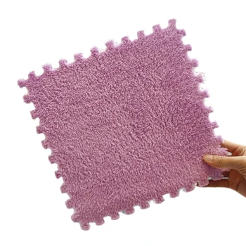 1Pc пяна мат плътен цвят килим пъзел подови плочки плюшена площ килим DIY мека бебе деца Playmat спалня - Изображение 2  