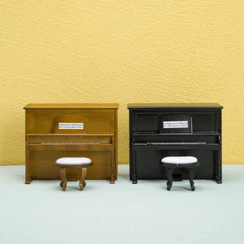 1Set кукла къща мини мебели изправени пиано и пиано стол сцена стрелба подпори - Изображение 1  