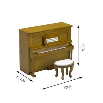 1Set кукла къща мини мебели изправени пиано и пиано стол сцена стрелба подпори - Изображение 2  