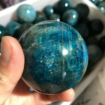 1бр 4-5см Естествена синя апатитна каменна сфера кристална рейки лечебна топка - Изображение 1  