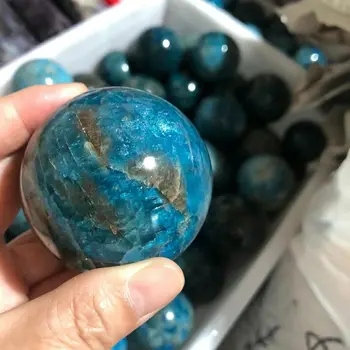 1бр 4-5см Естествена синя апатитна каменна сфера кристална рейки лечебна топка - Изображение 2  