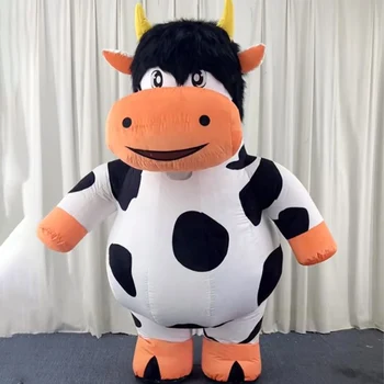 2.6M Надуваема крава Косплей костюм Взривяване на крави Костюм Талисман Подпори за изпълнение Костюми за носене на цялото тяло Ферма - Изображение 1  