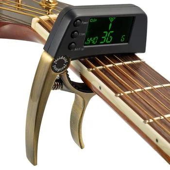 2-In-1 Електрически цифров LCD електронен тунер за китара и Capo Clip-on акустичен бас тунер тон генератор - Изображение 2  