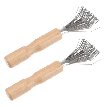 2 бр. Стилизиращи инструменти за коса Четки против накъсване Мини почистващи гребла Метална почистваща метална линия - Изображение 2  