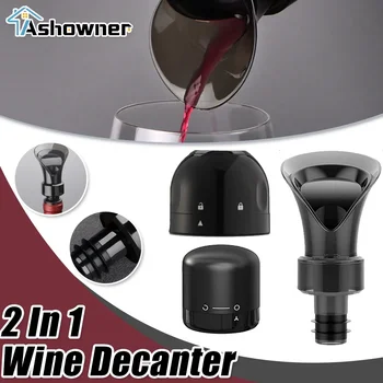 2 В 1 вино Decanter червено вино аериране Pourer бързо аериране изливане инструмент аератор сепаратор изливане преносим филтър вино запушалка - Изображение 1  