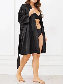 2023 Жени имитация копринена пижама роба нощници нощница женски дрехи бикини яке слънцезащитен крем - Изображение 1  