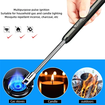 2023 Нова USB електрическа акумулаторна кухненска запалка за печка Ветроупорна LED плазмена дъга Безпламъкова свещ Необичайни запалки на открито - Изображение 2  