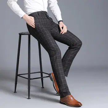 2023 Пролет лято мъжки костюм панталони тънък бизнес офис ластик черен сив класически корейски панталони мъжки плюс размер C24 - Изображение 1  