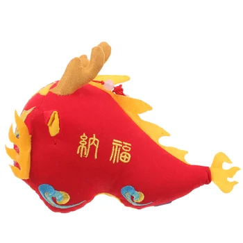 2024 Година на дракона талисман плюшена играчка плат китайски висулка орнаменти компания подарък (червен около 18 см) - Изображение 2  