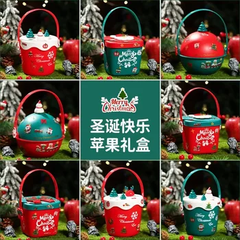 2024 Кутия за опаковане на ябълкови плодове Весела Бъдни вечер Детска подаръчна кофа Чанта за шнур Чанта за връв Bolsa De Tela чанта за жени - Изображение 2  