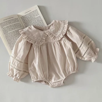 2024 Нова пролет 0-24M детски дрехи бебе момичета гащеризон дълъг ръкав памук бродерия корейски стил катерене - Изображение 1  