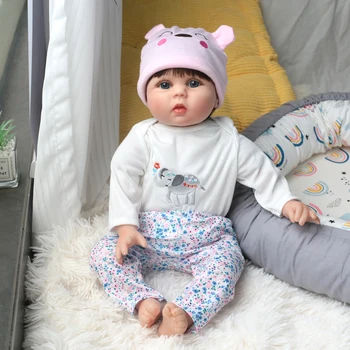 20inch Силиконови преродени бебешки кукли Ръчно рисуване на коса кърпа тяло реалистични заспали кукли рожден ден коледни подаръци играчки за момичета - Изображение 1  