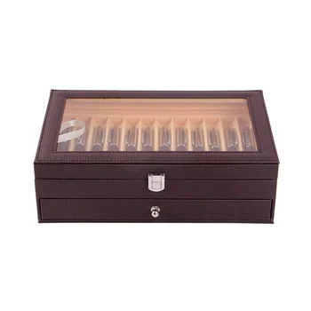 24 слотове дървена писалка дисплей кутия за съхранение луксозна 2 слой PU писалка случай фонтан писалка-колекционер бижута организатор - Изображение 2  
