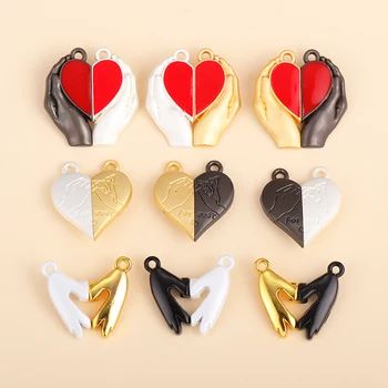 2Pair магнитни закопчалки привлича любов сърце висулка двойка огърлица за DIY приятелство гривни любовник Ден на Свети Валентин подарък бижута - Изображение 1  