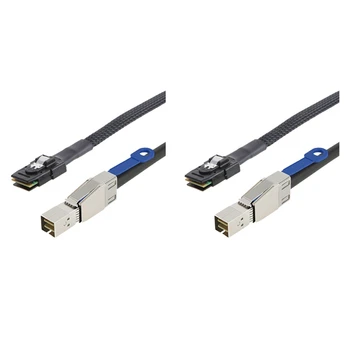 2X MINI SAS HD към MINI SAS 36PIN адаптерен кабел SFF-8644 към SFF-8087 сървърен твърд дисков кабел 12Gbps 3.33TF / 1M - Изображение 1  