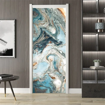 3d мраморна врата стикер тапет спалня момчета момичета стая баня стенопис дома декор абстрактни линии бял плакат за поверителност стъкло изкуство - Изображение 2  